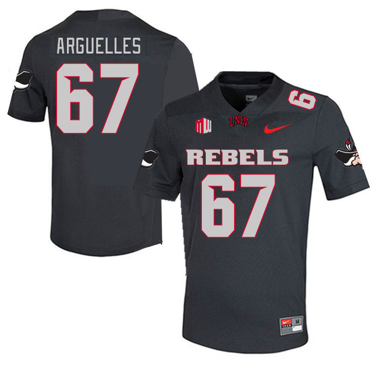 Men #67 Nathan Arguelles UNLV Rebels 2023 College Football Jerseys Stitched-Charcoal